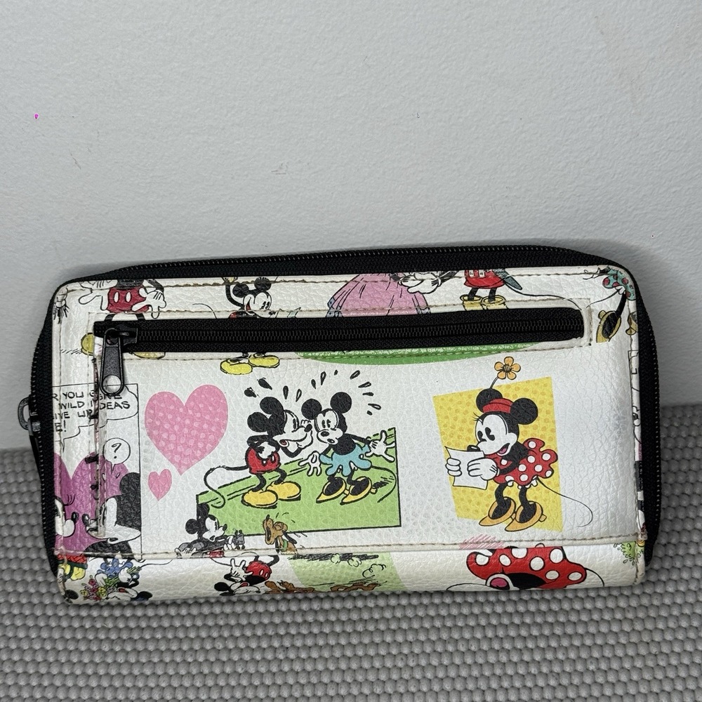 Disney Parks Mickey Minnie Mouse Wallet Card Holder Zip Organizer Carryall